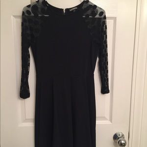 Express Dresses - Express Black dress sheer polka dot sleeves Express Dresses - Express Black dress sheer polka dot sleeves